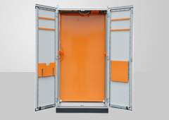 仿威图机柜-ES独立式控制柜，不可并柜（侧板不可拆卸），间距25的模数孔确保安装灵活；